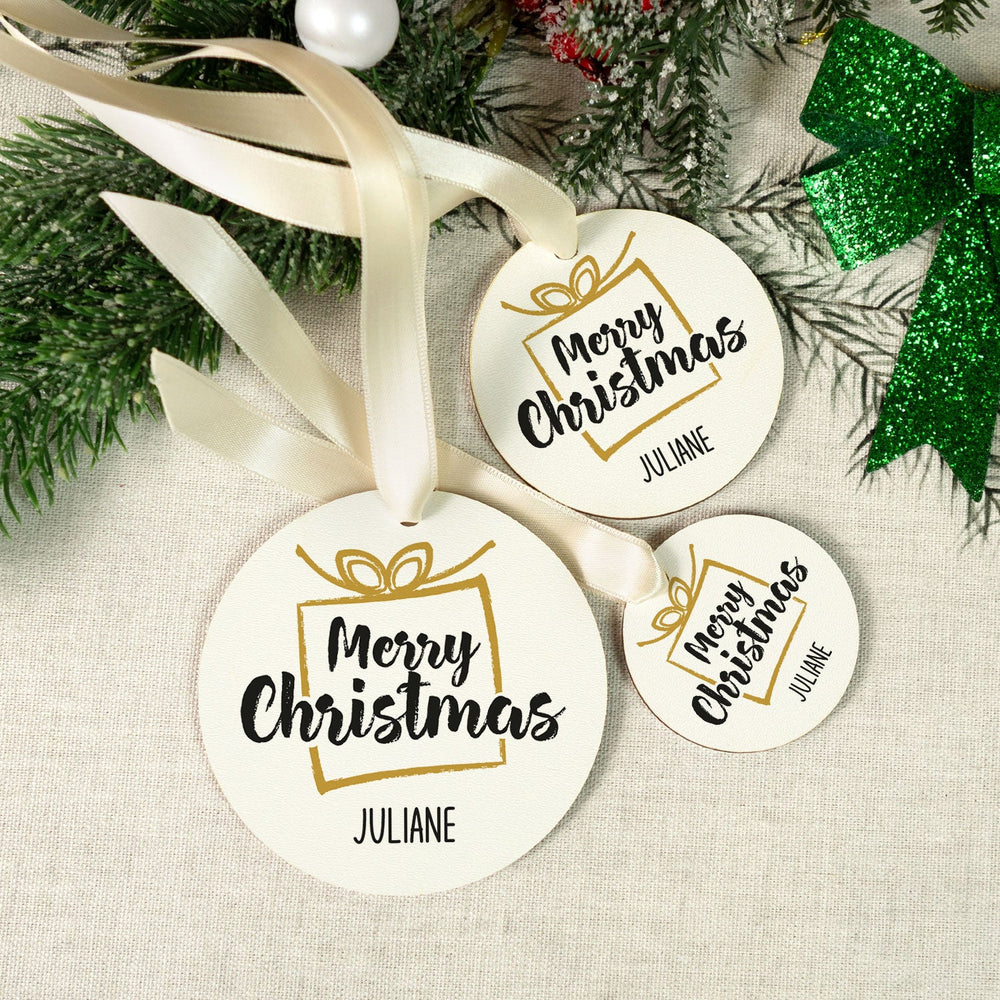Christbaumschmuck aus Holz – Merry Christmas – Weihnachtsanhänger mit Namen
