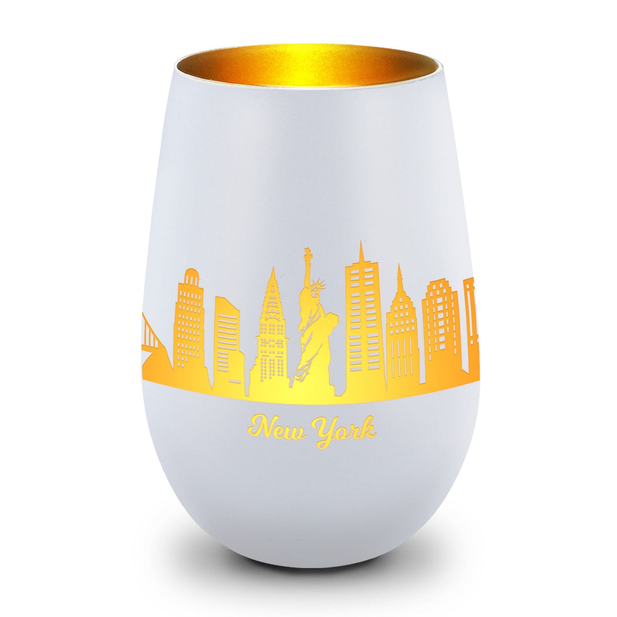Deko Windlicht aus Glas mit Gravur - Skyline New York