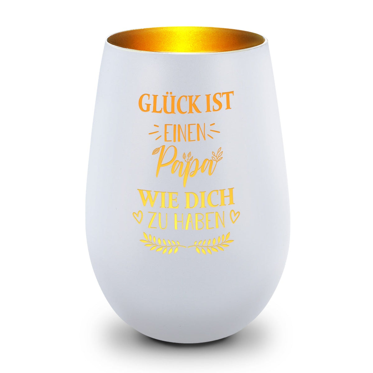 Deko Windlicht aus Glas mit Gravur - Glück ist einen Papa wie Dich zu haben