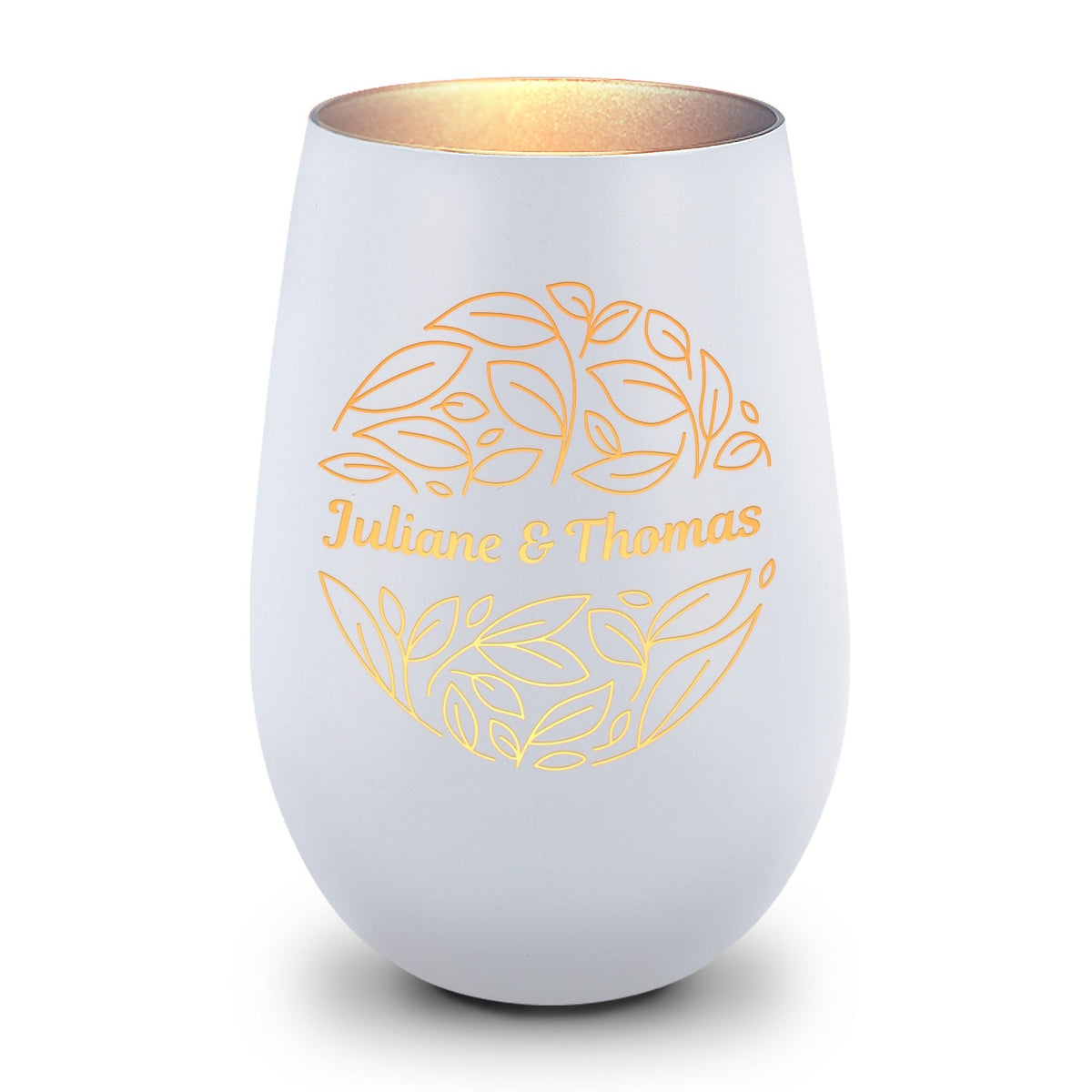 Deko Windlicht aus Glas mit Gravur - Nature Love - Personalisiert mit Name