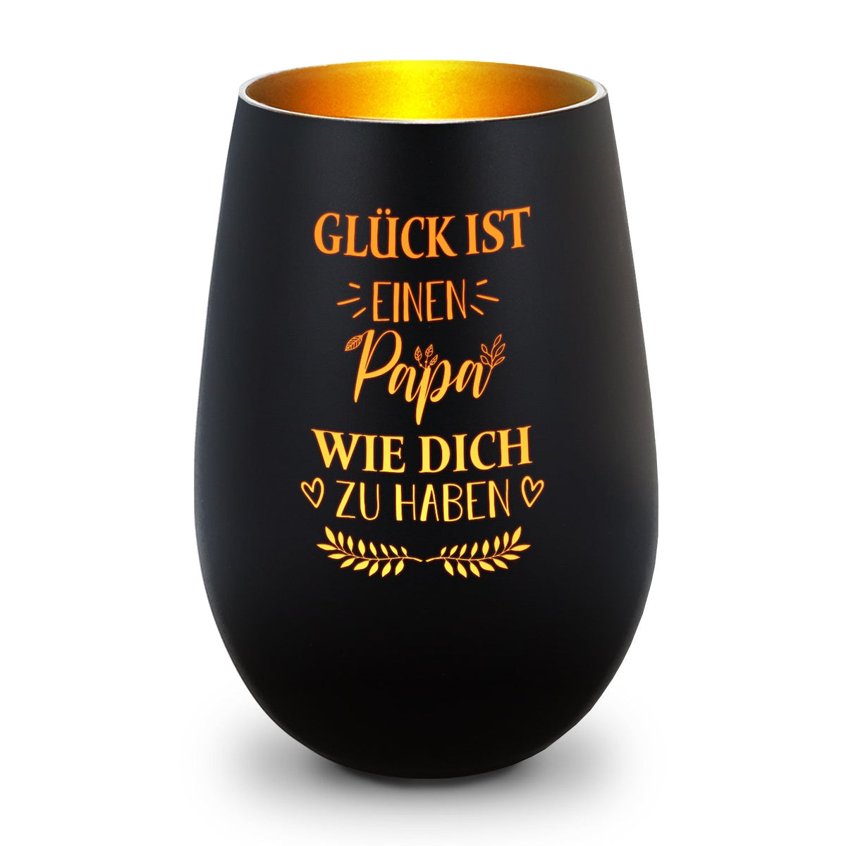 Deko Windlicht aus Glas mit Gravur - Glück ist einen Papa wie Dich zu haben