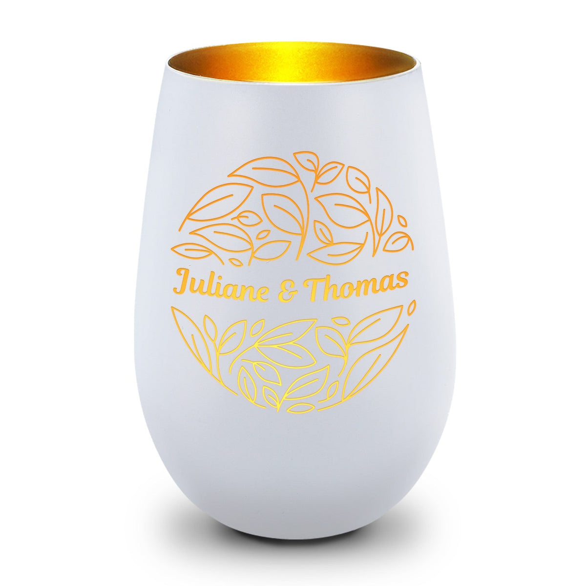 Deko Windlicht aus Glas mit Gravur - Nature Love - Personalisiert mit Name