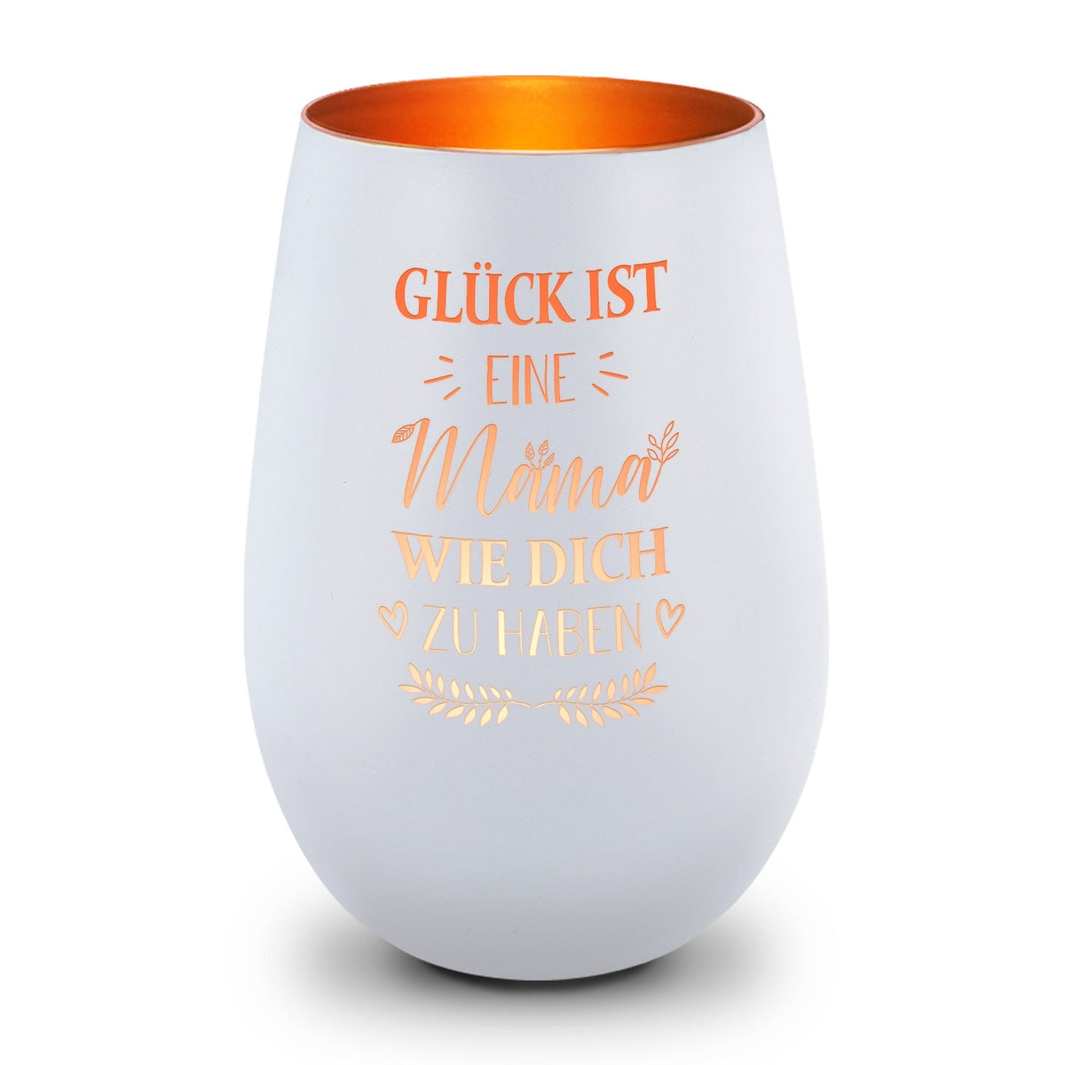Deko Windlicht aus Glas mit Gravur - Glück ist eine Mama wie Dich zu haben