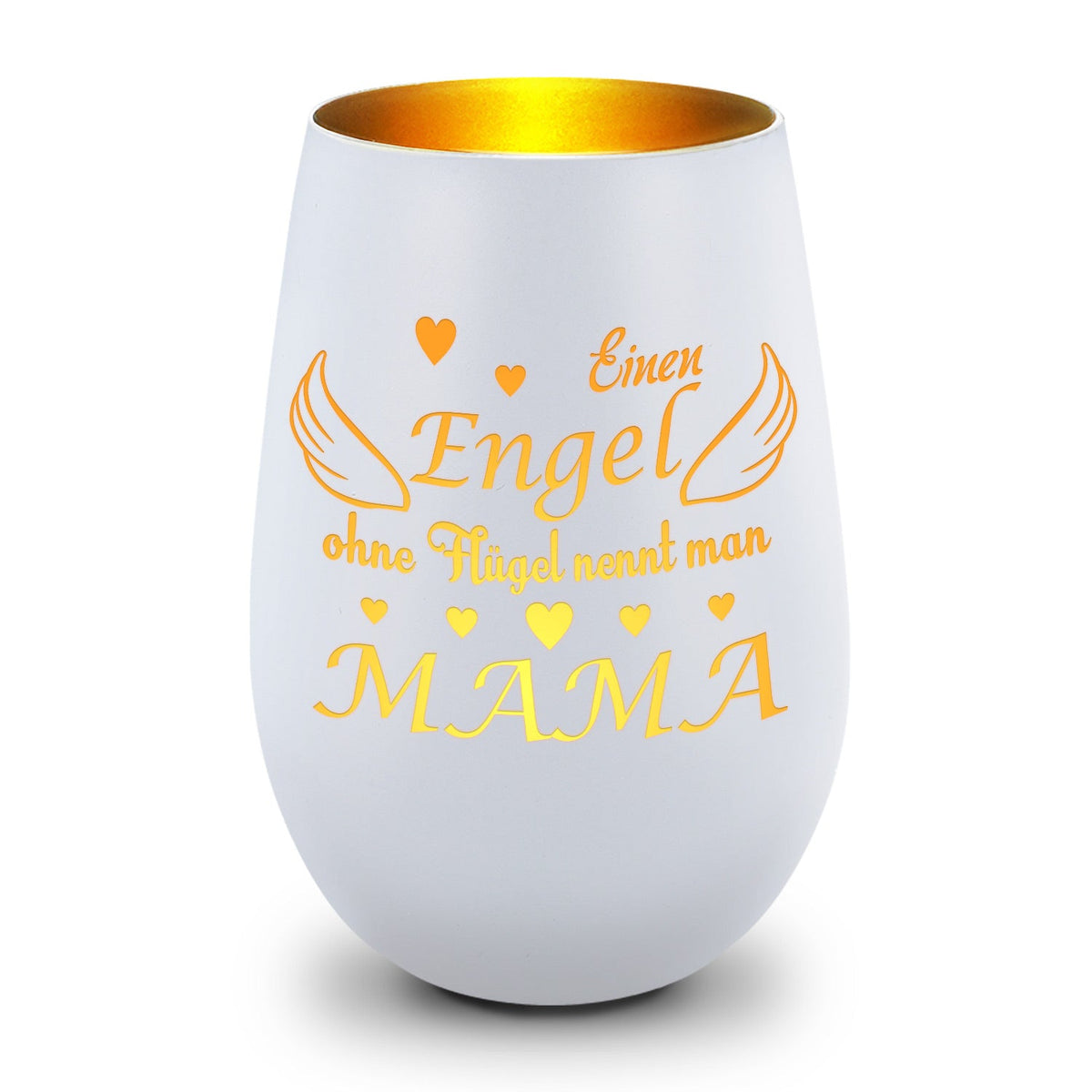 Deko Windlicht aus Glas mit Gravur - Einen Engel ohne Flügel nennt man Mama - Zum Mutterag