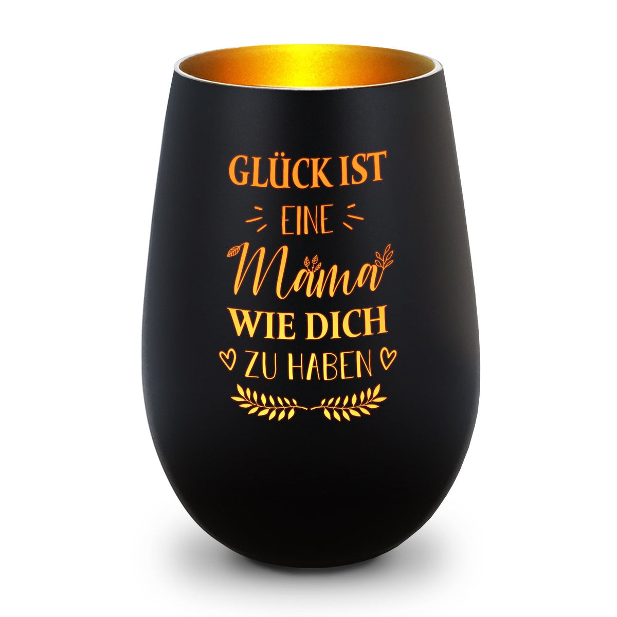 Deko Windlicht aus Glas mit Gravur - Glück ist eine Mama wie Dich zu haben