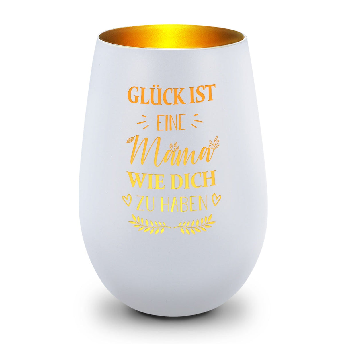 Deko Windlicht aus Glas mit Gravur - Glück ist eine Mama wie Dich zu haben