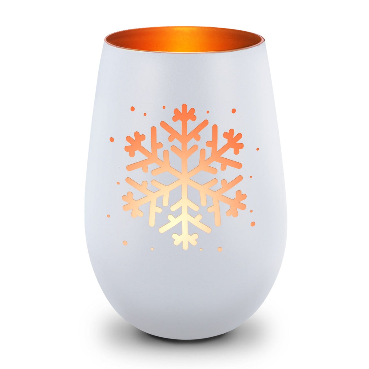 Deko Windlicht aus Glas mit Gravur - Schneeflocke - Weihnachtsdeko zum Verschenken