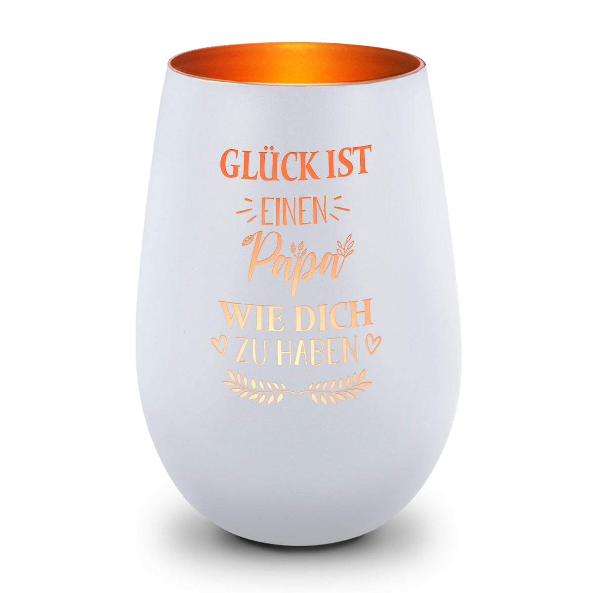 Deko Windlicht aus Glas mit Gravur - Glück ist einen Papa wie Dich zu haben