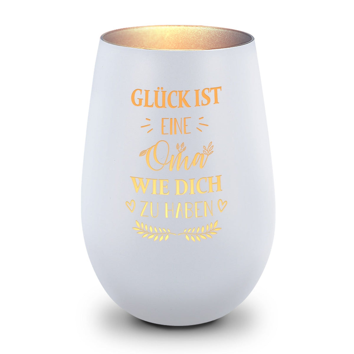 Deko Windlicht aus Glas mit Gravur - Glück ist eine Oma wie Dich zu haben - Ideal für Teelicht