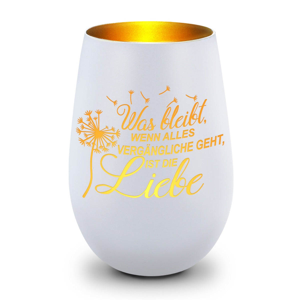 Deko Windlicht aus Glas mit Gravur - was bleibt, wenn Alles Vergängliche geht