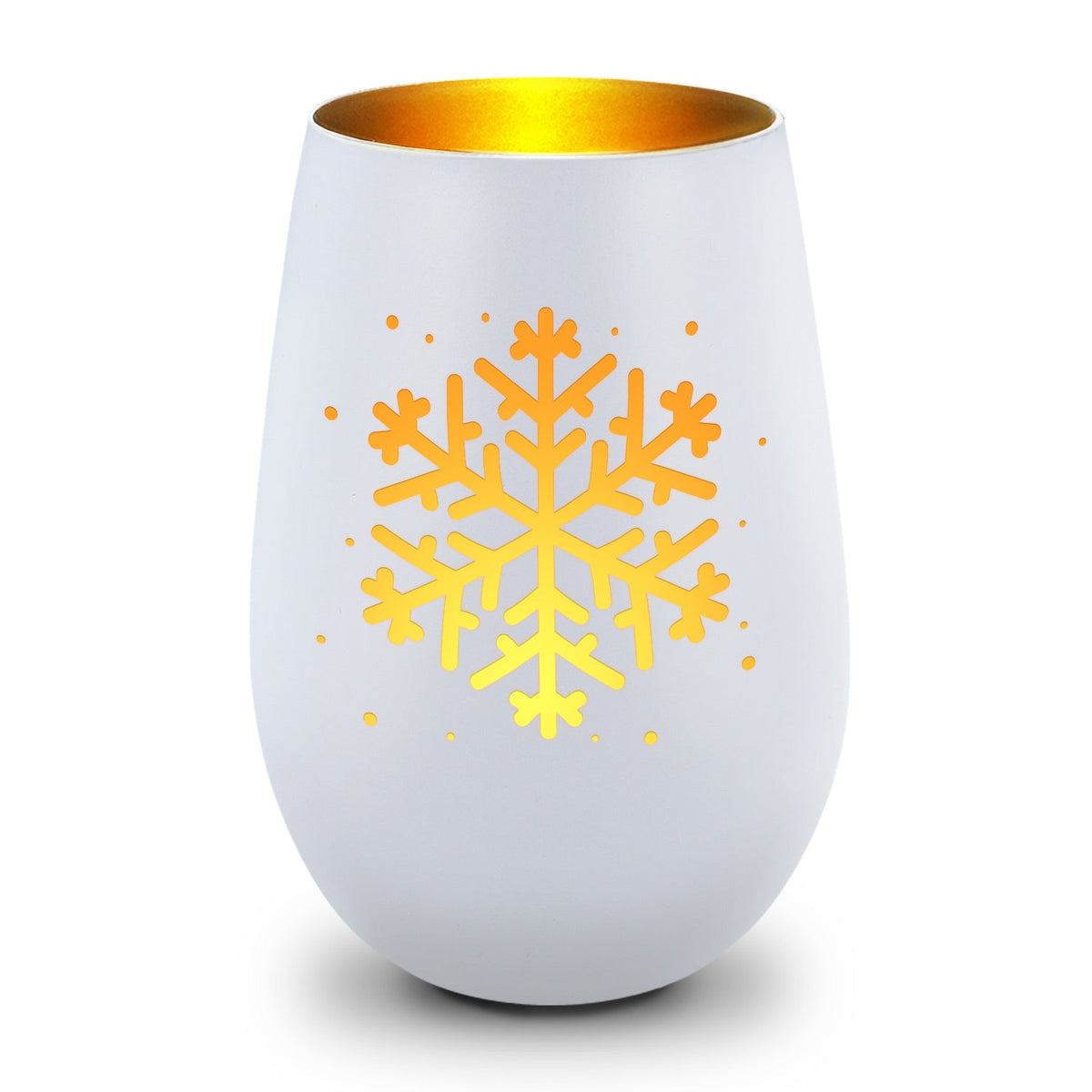 Deko Windlicht aus Glas mit Gravur - Schneeflocke - Weihnachtsdeko zum Verschenken