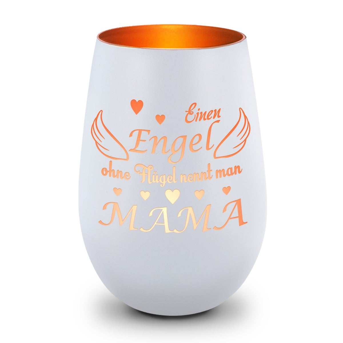 Deko Windlicht aus Glas mit Gravur - Einen Engel ohne Flügel nennt man Mama - Zum Mutterag