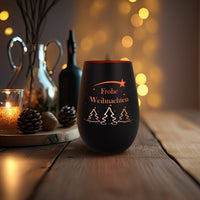 Deko Windlicht aus Glas mit Gravur – Tannenbaum – Frohe Weihnachten