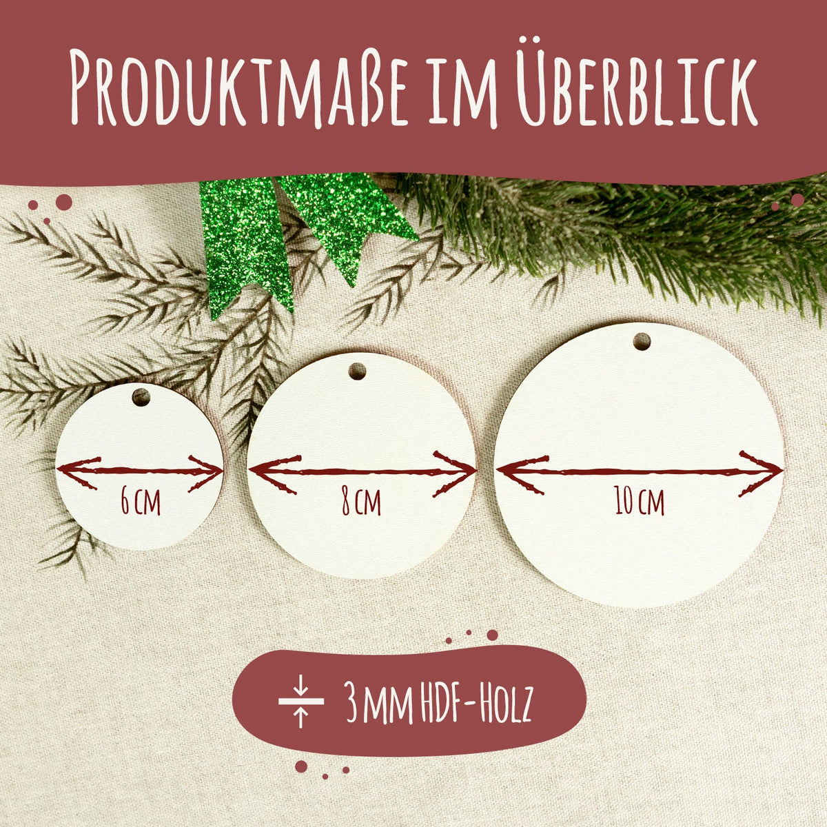 Christbaumschmuck aus Holz - Merry Christmas - Weihnachtsanhänger mit Namen