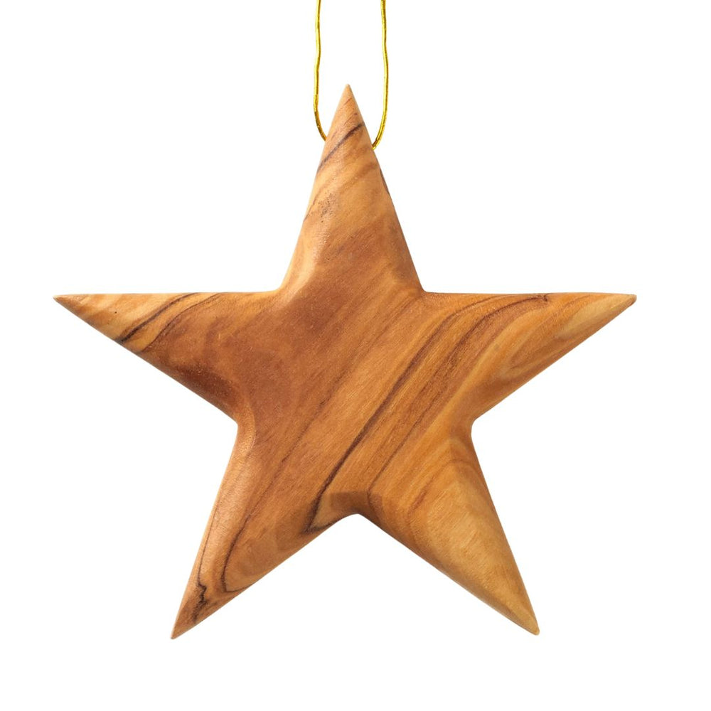 Stern Anhänger aus Olivenholz (8 cm) | Baumschmuck & stilvolle Weihnachtsdeko