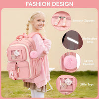 Amythe Schultasche Mädchen Rucksack Schule Mädchen, Atmungsaktiv Schulrucksack Für Mädche 1. - 5. Klasse, Lässiger Schulranzen Kinder Für Grundschule Mittelschule, Rosa | Atmungsaktiv Schulrucksack Für Mädche, Lässiger Schulranzen Kinder Für Grundschule Mittelschule, Rosa