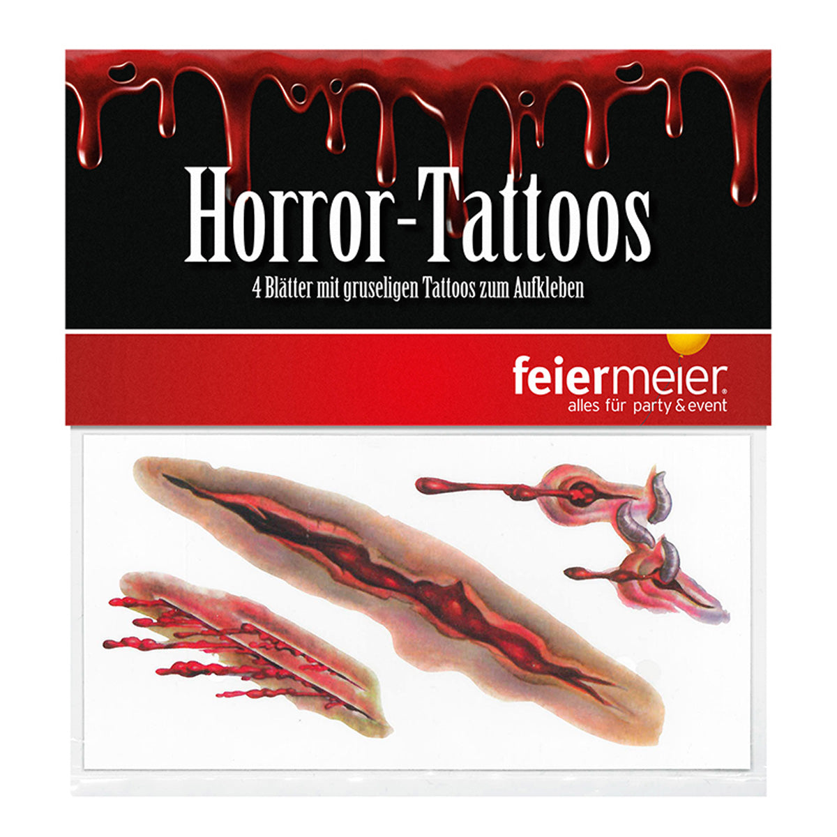 Halloween Horror-Tattoos – 4 Bögen mit Narben & Wunden
