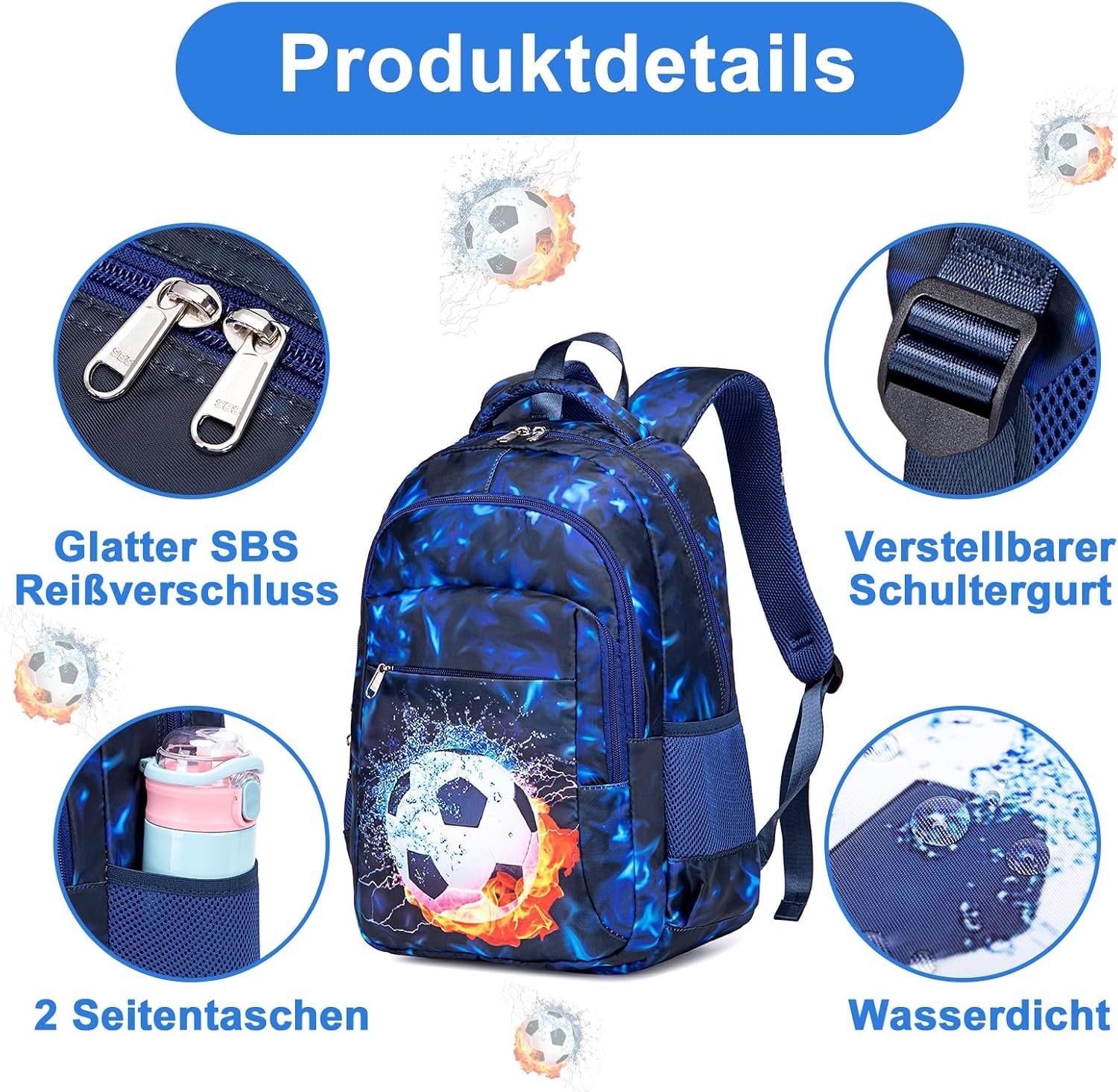LEDAOU Schulrucksack Junge Teenager Kinder Juvenile Mädchen Daypack Mädchen Freizeitrucksack Backpack Schultaschen-Sets Mit Lunchpaket Und Federmäppchen