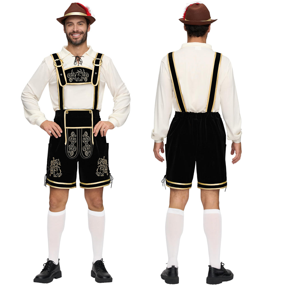Oktoberfest Herren Kostüm – Set mit Trägerhose, Hemd, Strümpfen & Hut