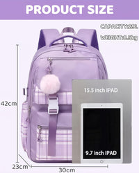 Schulrucksack Teenager Mädchen Damen,17In Leichter Laptop Rucksack Aesthetic Tagesrucksack Geeignet Reise College Arbeit (Lila)