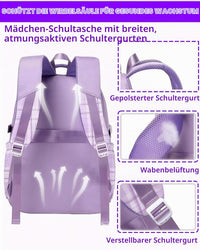 Schulrucksack Teenager Mädchen Damen,17In Leichter Laptop Rucksack Aesthetic Tagesrucksack Geeignet Reise College Arbeit (Lila)