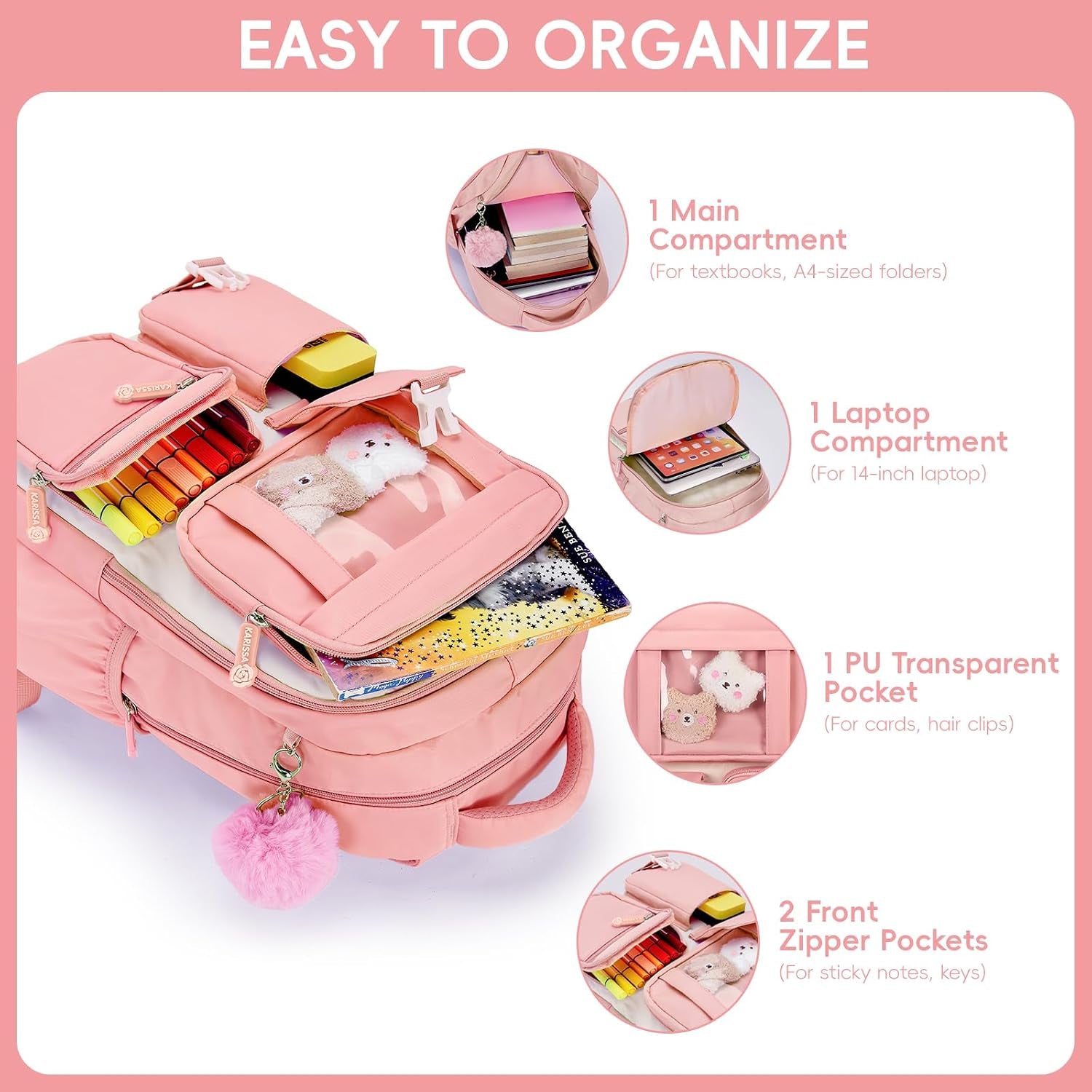 Amythe Schultasche Mädchen Rucksack Schule Mädchen, Atmungsaktiv Schulrucksack Für Mädche 1. - 5. Klasse, Lässiger Schulranzen Kinder Für Grundschule Mittelschule, Rosa | Atmungsaktiv Schulrucksack Für Mädche, Lässiger Schulranzen Kinder Für Grundschule Mittelschule, Rosa