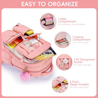 Amythe Schultasche Mädchen Rucksack Schule Mädchen, Atmungsaktiv Schulrucksack Für Mädche 1. - 5. Klasse, Lässiger Schulranzen Kinder Für Grundschule Mittelschule, Rosa | Atmungsaktiv Schulrucksack Für Mädche, Lässiger Schulranzen Kinder Für Grundschule Mittelschule, Rosa