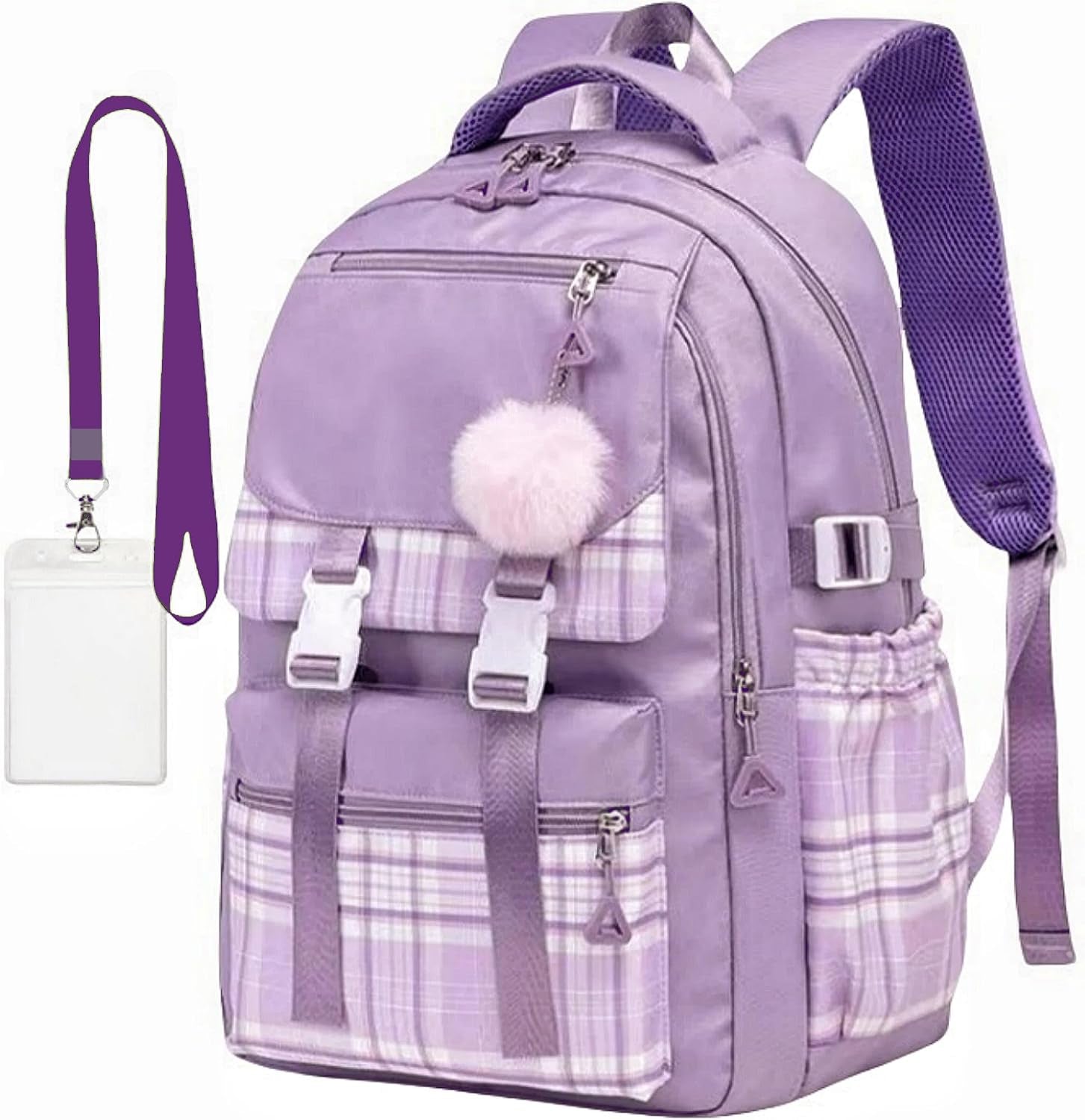 Schulrucksack Teenager Mädchen Damen,17In Leichter Laptop Rucksack Aesthetic Tagesrucksack Geeignet Reise College Arbeit (Lila)
