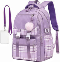 Schulrucksack Teenager Mädchen Damen,17In Leichter Laptop Rucksack Aesthetic Tagesrucksack Geeignet Reise College Arbeit (Lila)