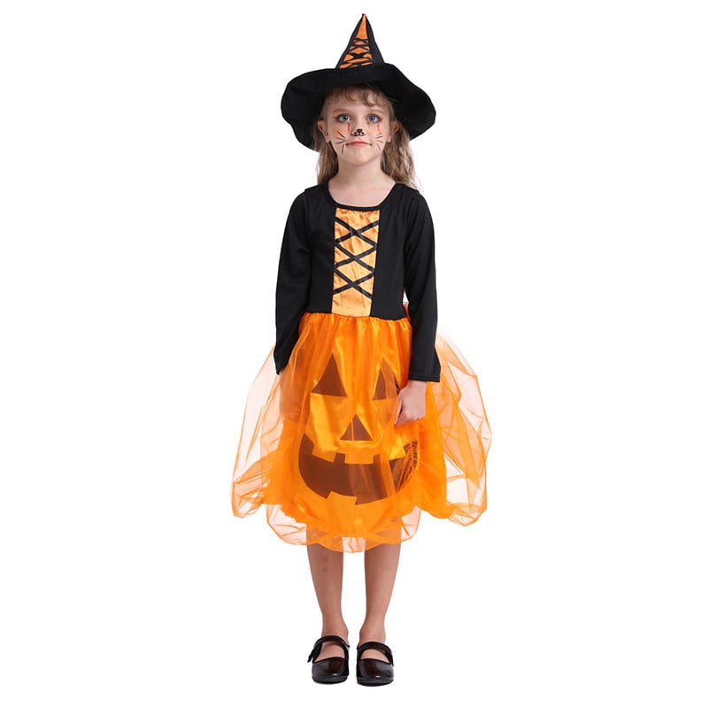 Leuchtendes Halloween Kürbis-Kostüm für Kinder – Rock in S bis L