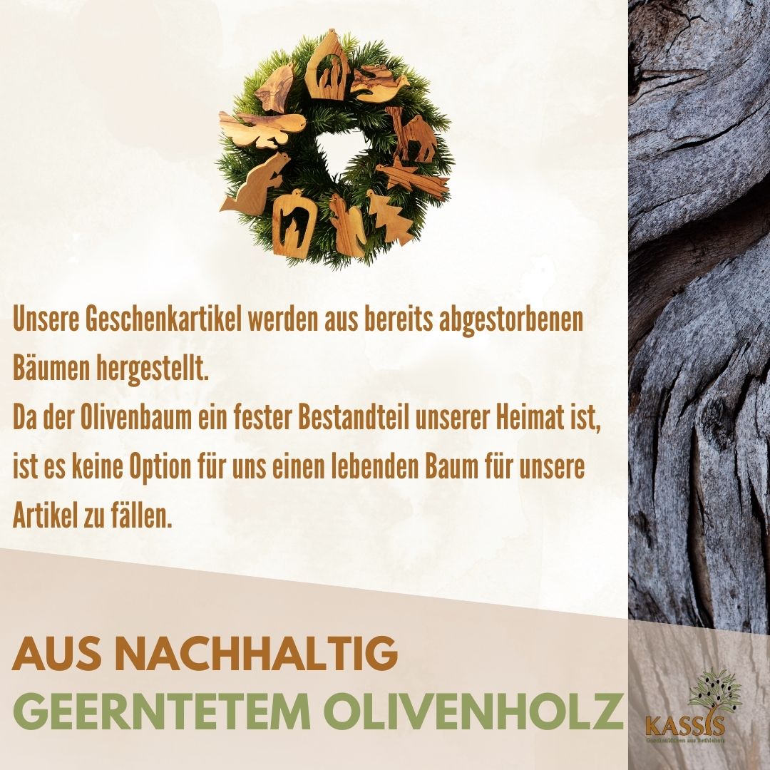 Weihnachtsdeko Anhänger aus Olivenholz im 10er Set | Baumschmuck für Christbaum & Geschenkidee