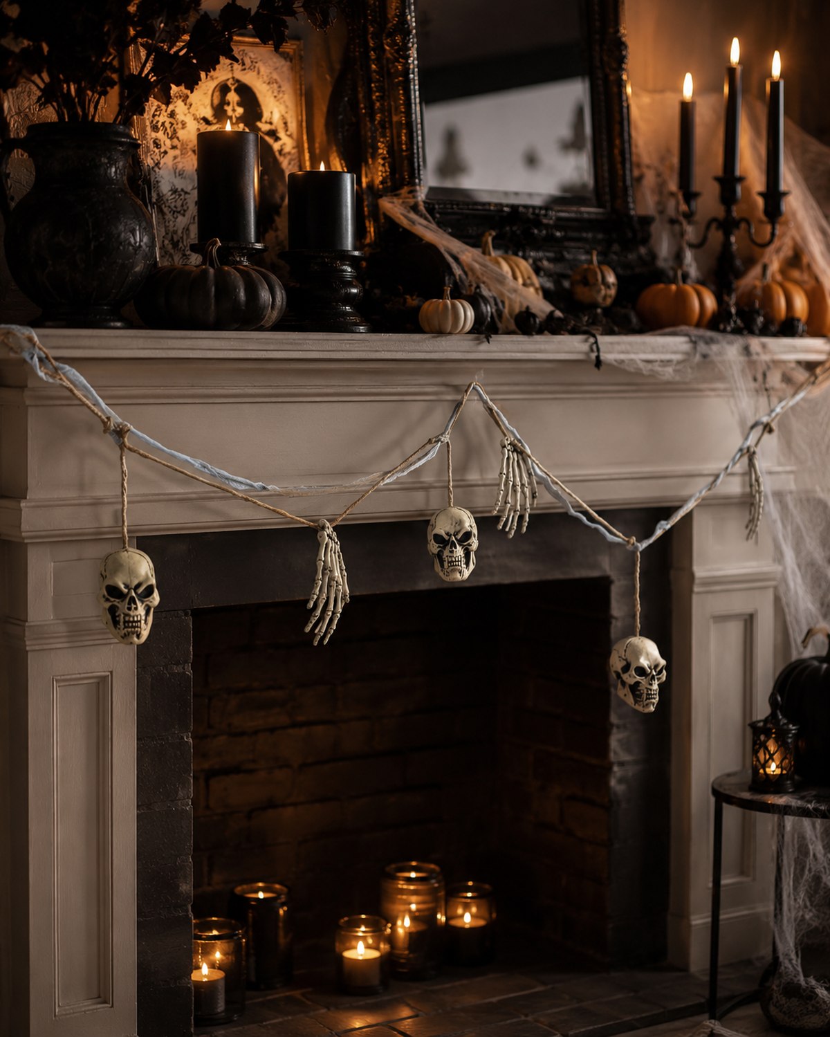 XXL Knochen und Totenkopf Girlande - 180 cm | Gruselige Party Halloween Dekoration