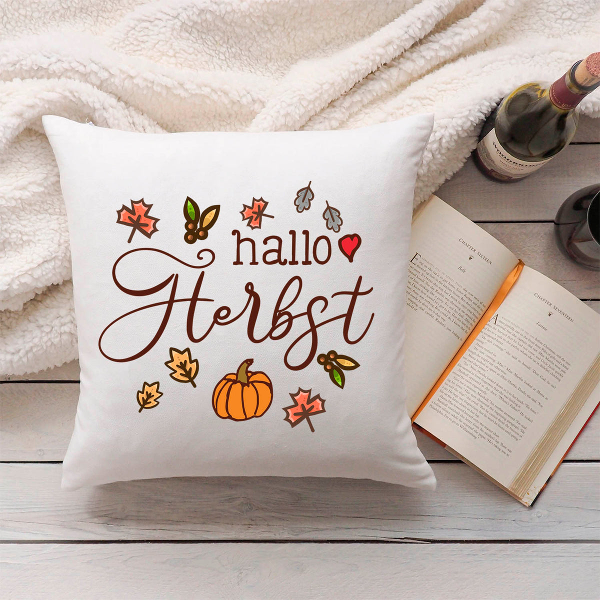 Dekokissen „Hallo Herbst“ – 40 × 40 cm inkl. Kissenfüllung
