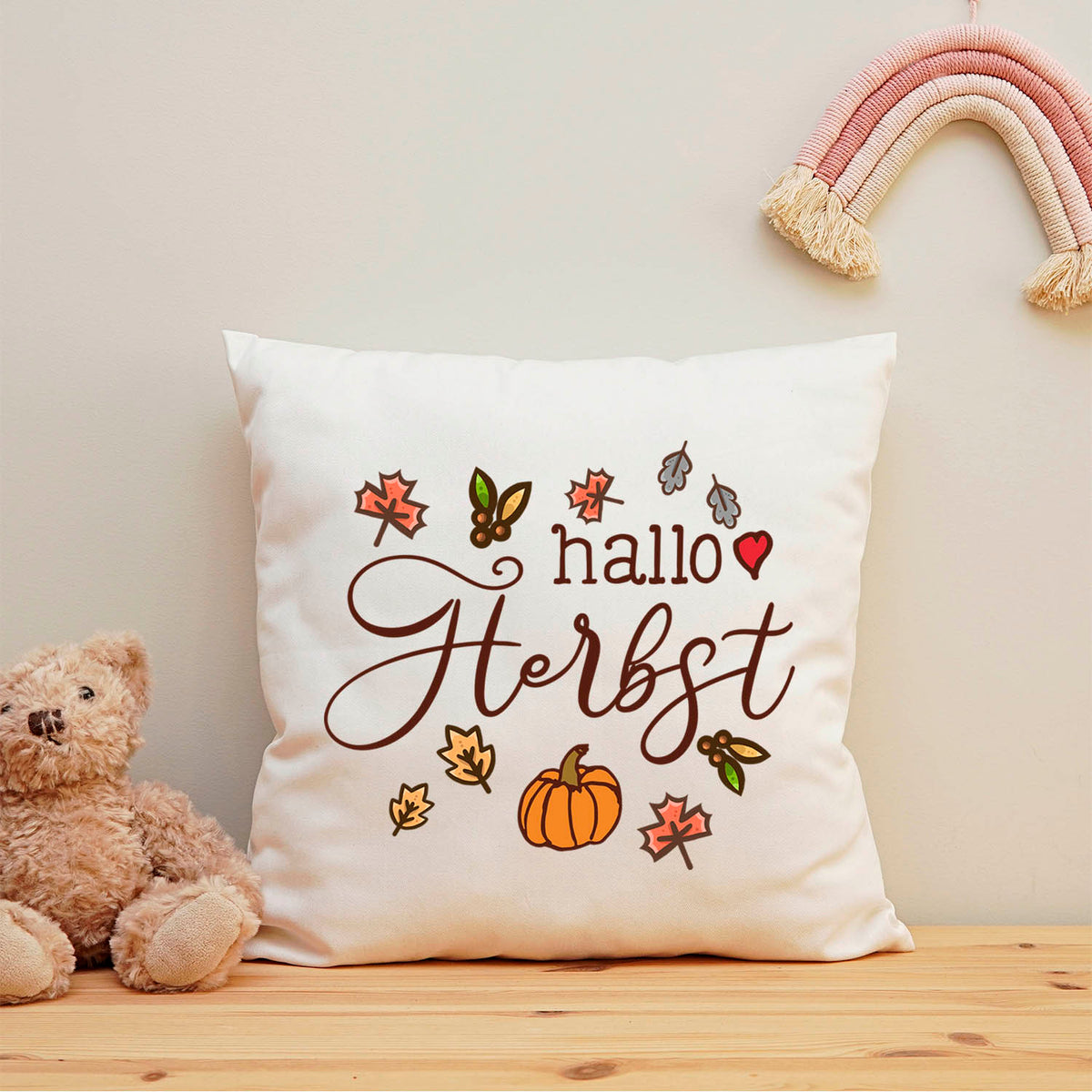 Dekokissen „Hallo Herbst“ – 40 × 40 cm inkl. Kissenfüllung
