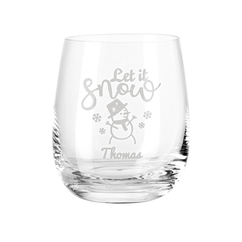 Teelicht mit Gravur - Weihnachtsdeko - Let it snow - Personalisiert mit Name
