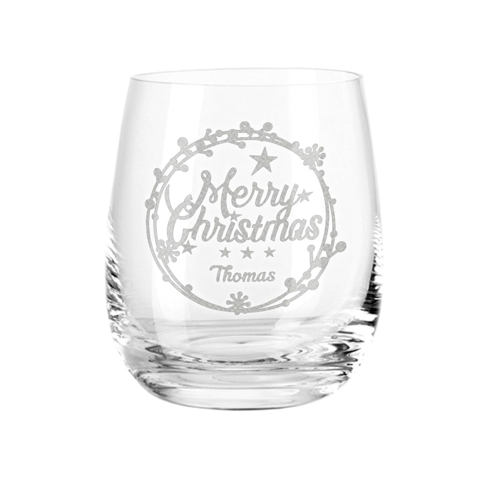 Teelicht mit Gravur - Weihnachtsdeko - Merry Christmas Round Ornament - Personalisiert mit Name