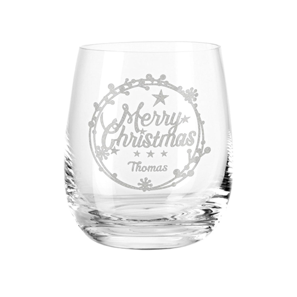Teelicht mit Gravur - Weihnachtsdeko - Merry Christmas Round Ornament - Personalisiert mit Name