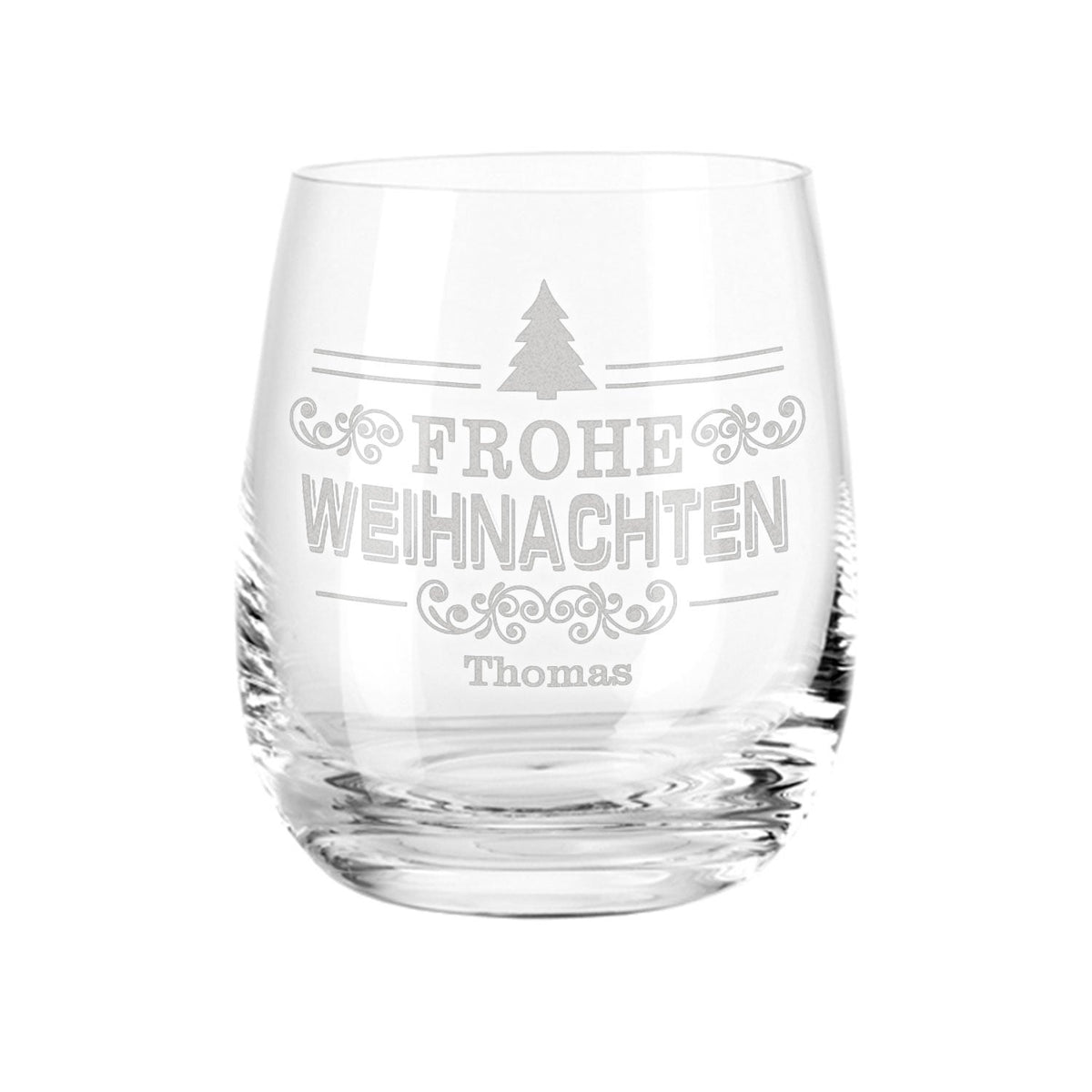 Teelicht mit Gravur - Weihnachtsdeko - Frohe Weihnachten Vintage V2 - Personalisiert mit Name