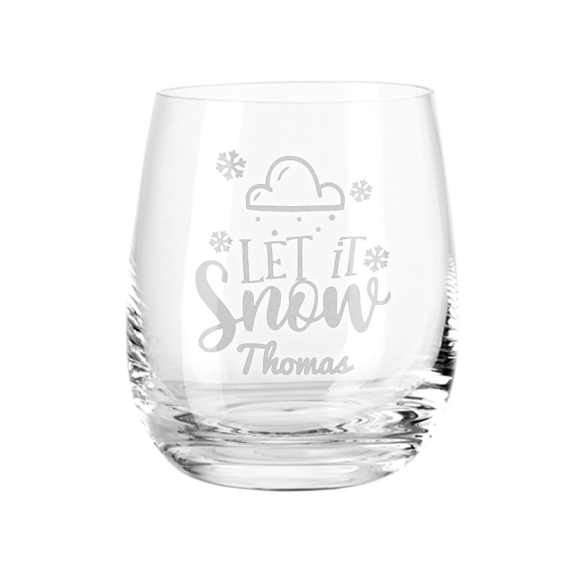 Teelicht mit Gravur - Weihnachtsdeko - Let it snow Wolke - Personalisiert mit Name