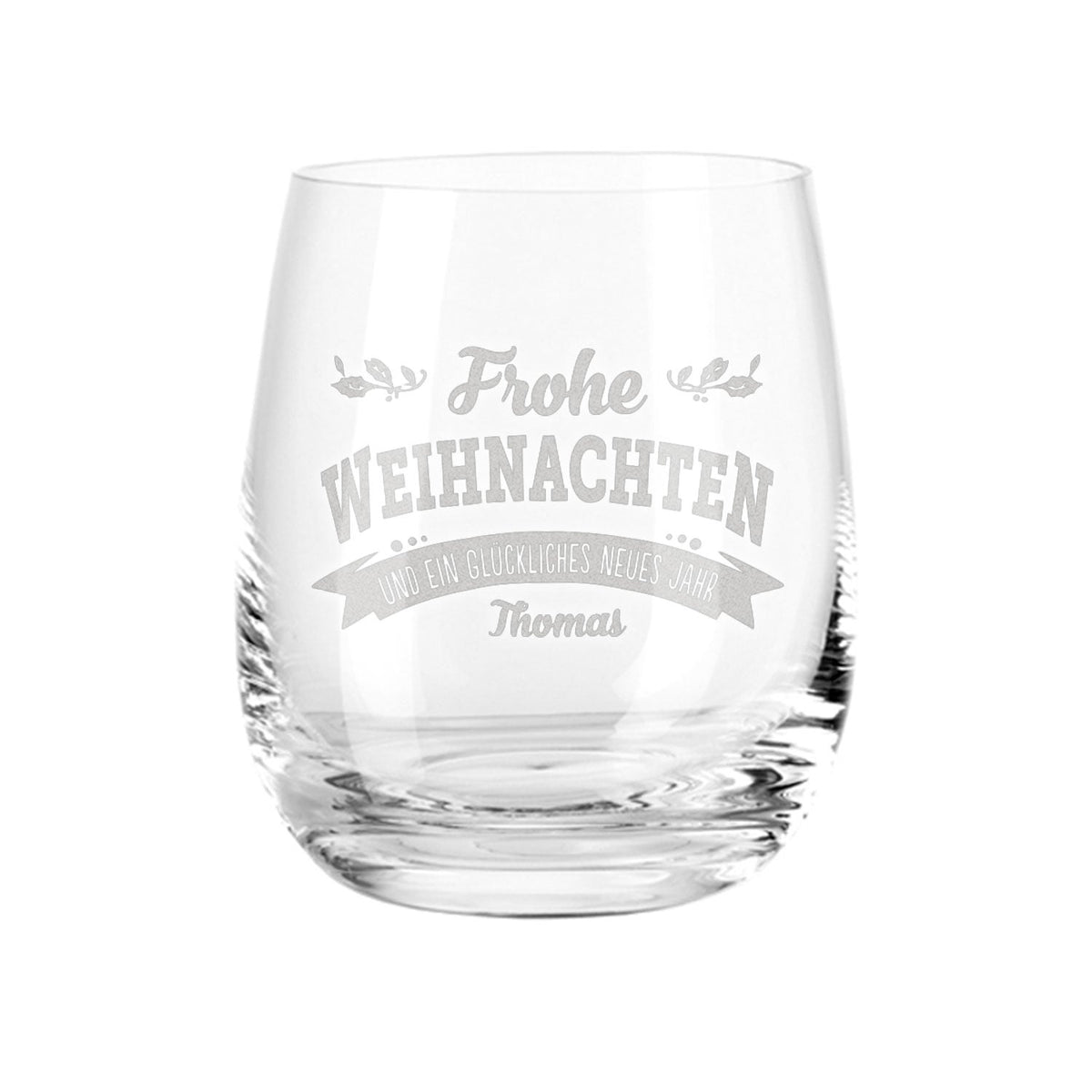 Teelicht mit Gravur - Frohe Weihnachten, Glückliches neues Jahr - Personalisiert mit Name