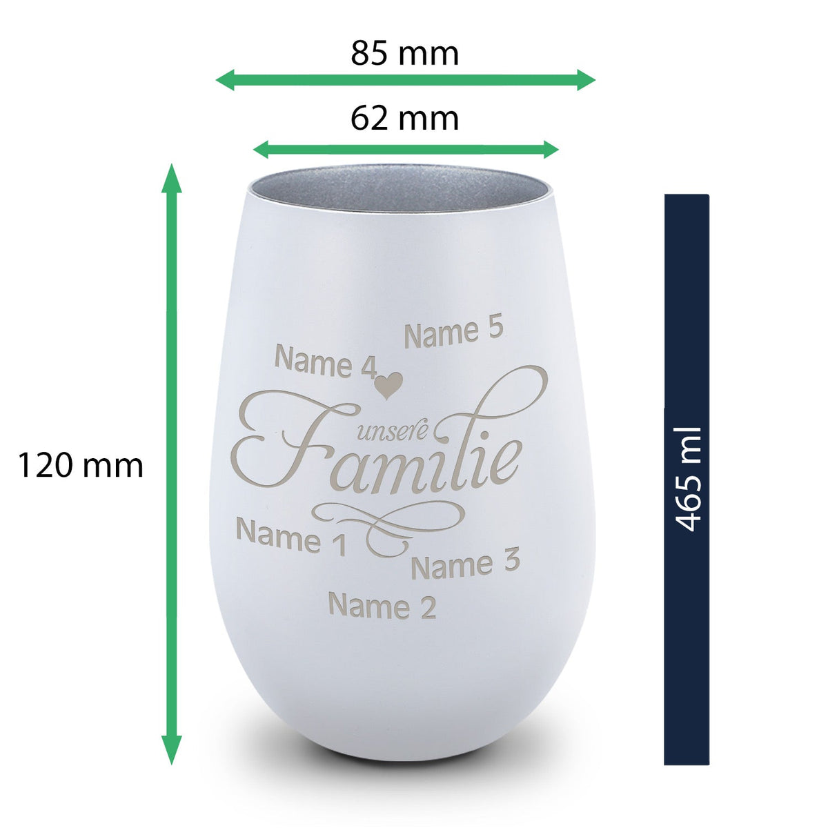 Deko Windlicht aus Glas mit Gravur - Unsere Familie - Personalisiert mit bis zu fünf Namen
