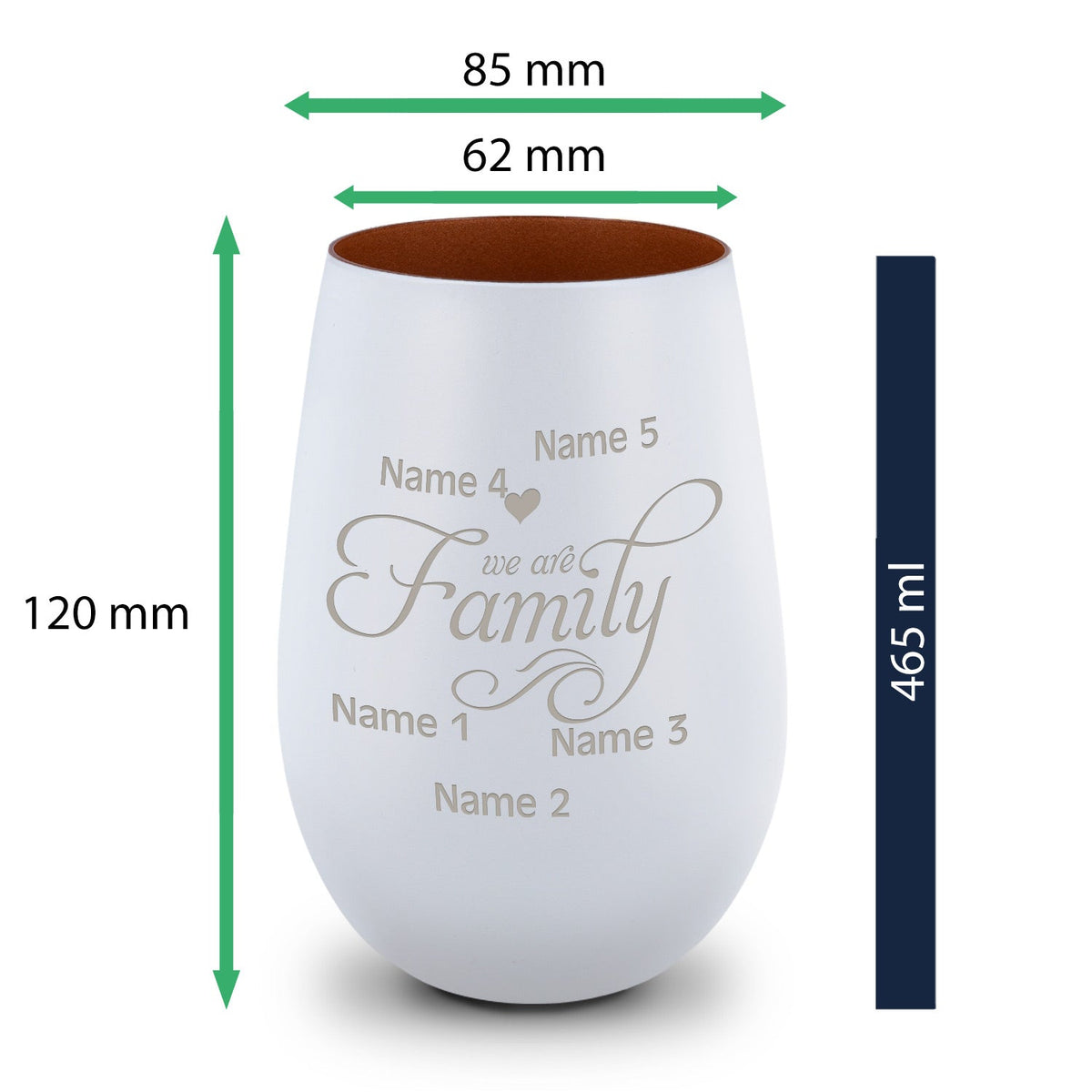 Deko Windlicht aus Glas mit Gravur - We are Family - Personalisiert mit bis zu fünf Namen