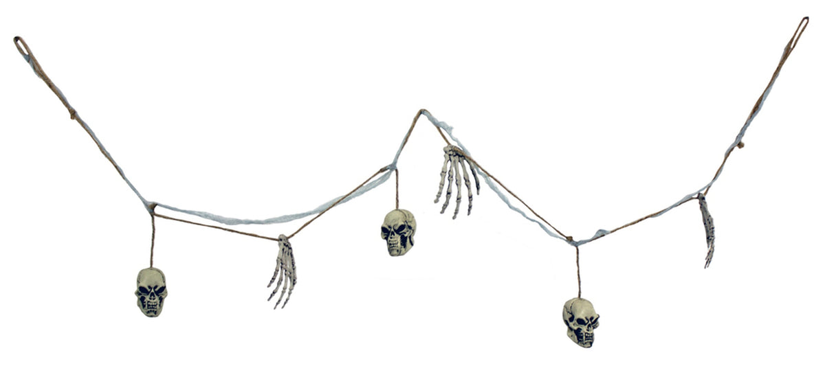 XXL Knochen und Totenkopf Girlande - 180 cm | Gruselige Party Halloween Dekoration