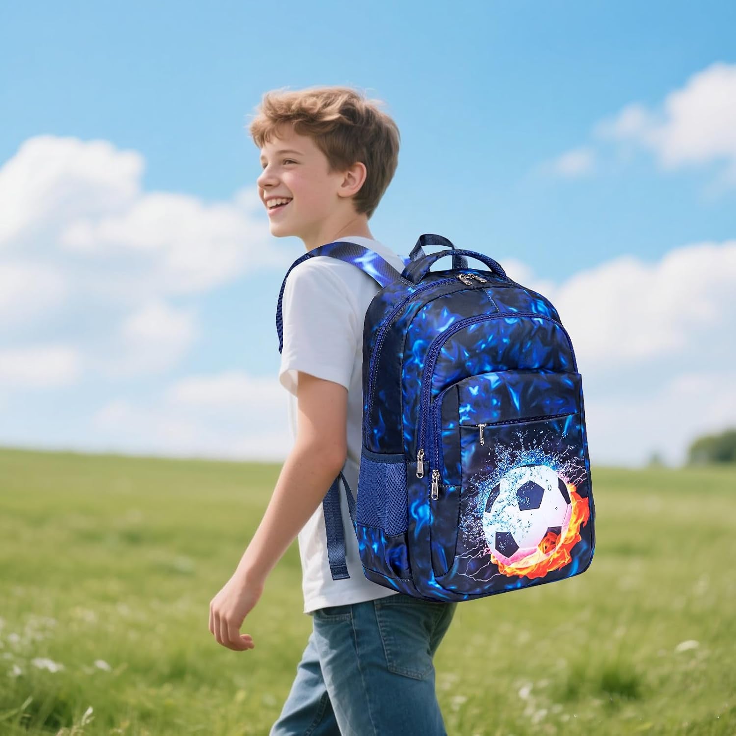 LEDAOU Schulrucksack Junge Teenager Kinder Juvenile Mädchen Daypack Mädchen Freizeitrucksack Backpack Schultaschen-Sets Mit Lunchpaket Und Federmäppchen