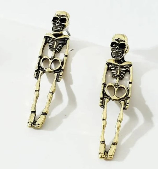 Halloween Totenkopf Ohrringe – Abnehmbare Gothic Ohrstecker mit Skelett-Design