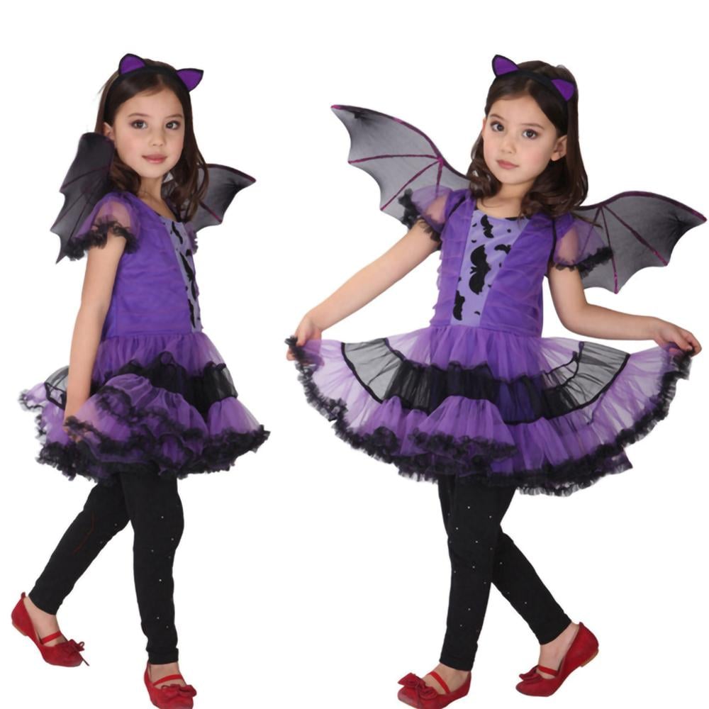 Halloween Kleid für Kinder – Lila Kostüm in 90 bis 160 cm
