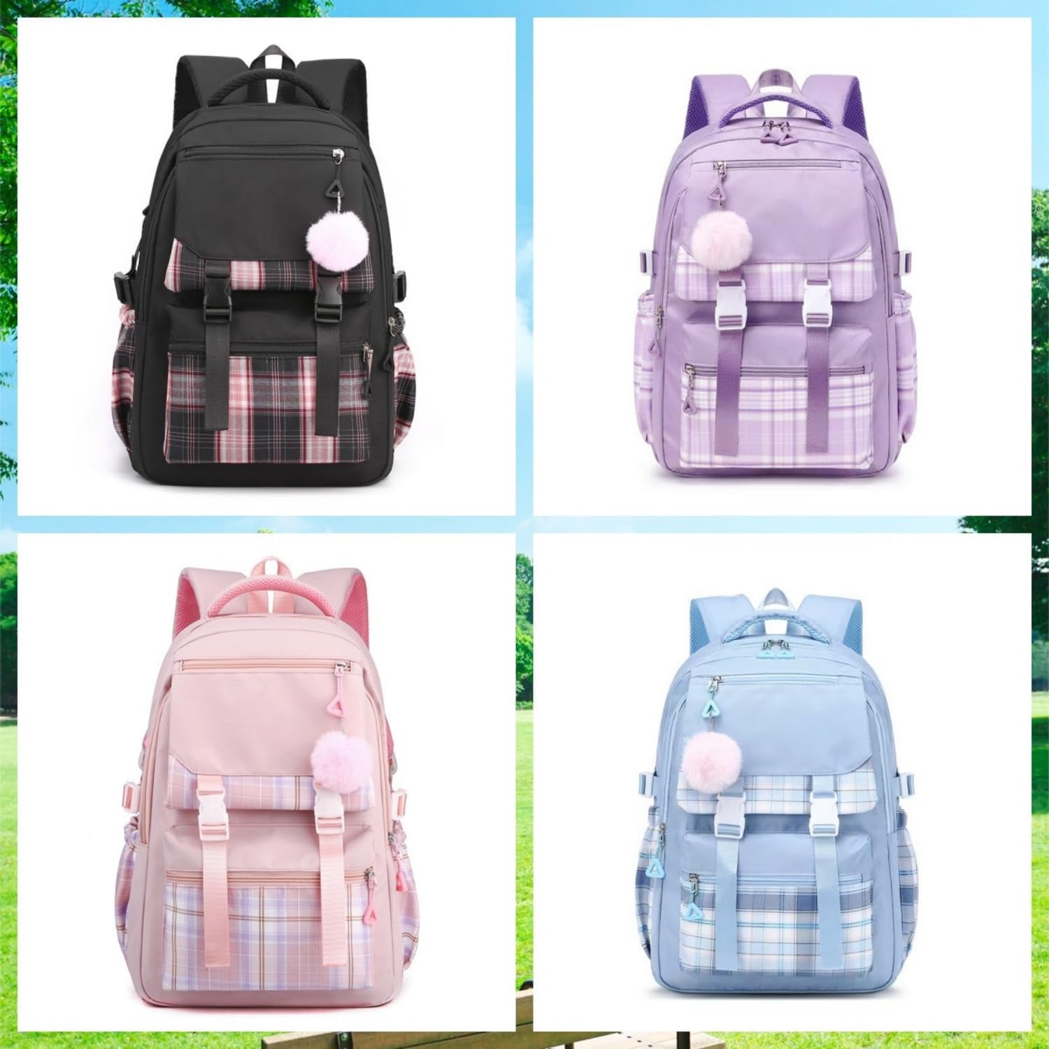 Schulrucksack Teenager Mädchen Damen,17In Leichter Laptop Rucksack Aesthetic Tagesrucksack Geeignet Reise College Arbeit (Lila)