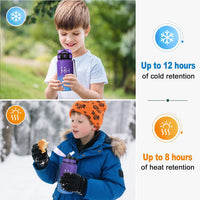 Thermosflasche Mit Strohhalm 500Ml, Trinkflasche Edelstahl Kohlensäure Geeignet, Bpa-Frei, Isolierflasche Auslaufsicher Doppelwandig, Wasserflasche Für Schule, Camping, Maedchen, Schule