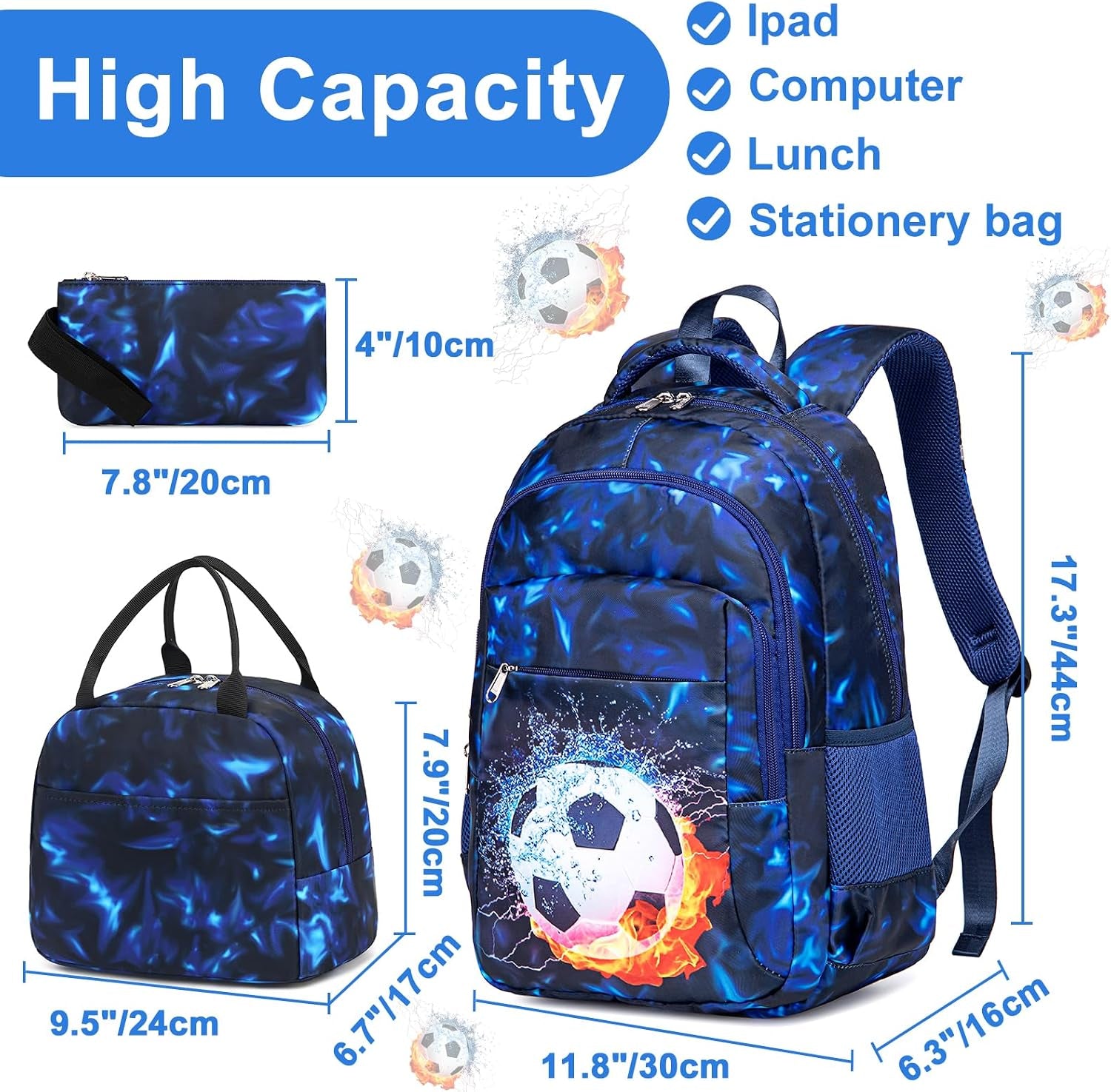 LEDAOU Schulrucksack Junge Teenager Kinder Juvenile Mädchen Daypack Mädchen Freizeitrucksack Backpack Schultaschen-Sets Mit Lunchpaket Und Federmäppchen