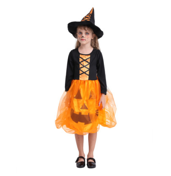 Leuchtendes Halloween Kürbis-Kostüm für Kinder – Rock in S bis L